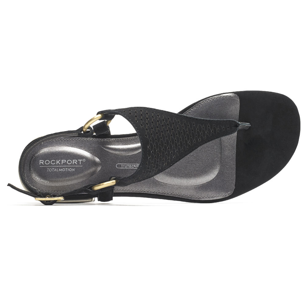 Rockport Singapore Womens Sandals - Total Motion Zosia Thong Black - WT7061824